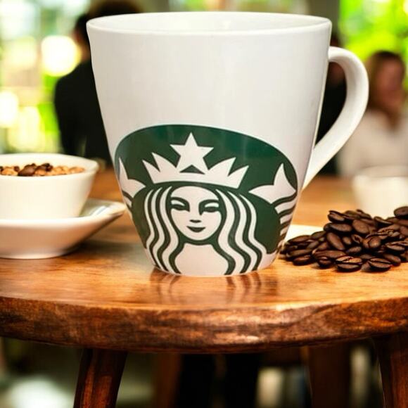 Rare Giant Starbucks 45 Oz. Ceramic Coffee Mug Cup Siren Mermaid Large Logo 6x6” - Picture 1 of 8